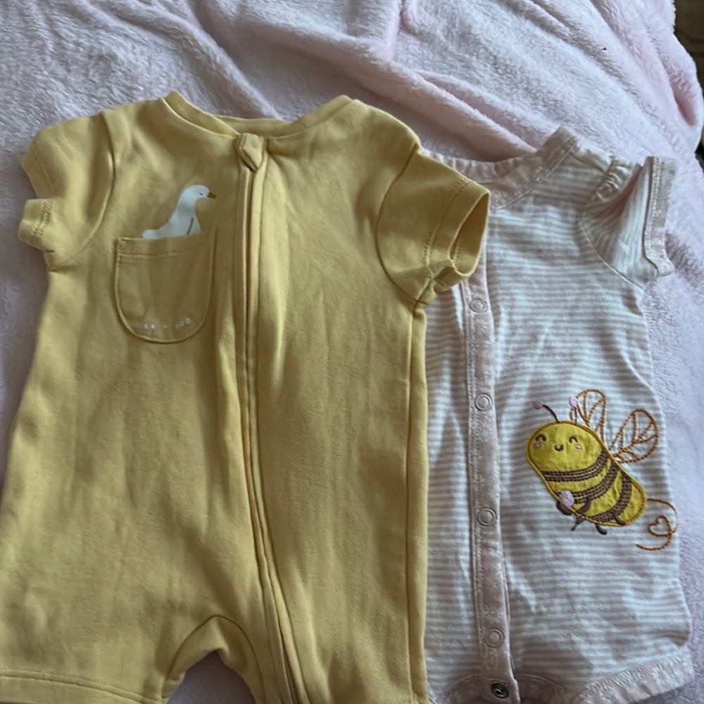 Yellow and White Bodysuits with Soft Fabric and Playful Design